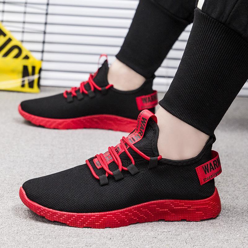 Men's Shoes Casual Running Shoes Men's Sports Shoes Mesh Shoes Solid Color Summer Lace Light Non-slip Shoes