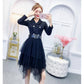 High Cold Irregular Suit Skirt Waist Was Thin Double-breasted Mesh Gauze Jacket Dress