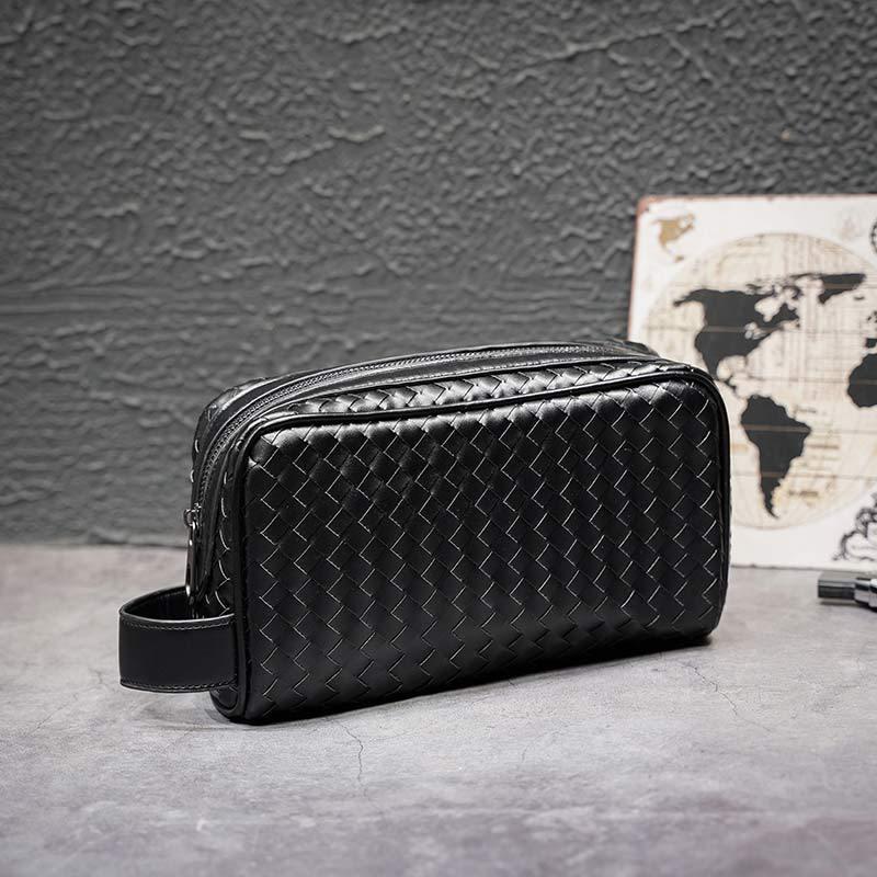 Long Wallet Men Anti-theft Multi-function Woven Card Holder Clutch Bag Purse Hand-held Wallet