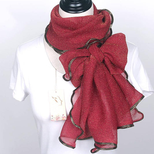 Bright Silk Edging Scarf Women Long Fashion All-match Dancing Scarf Sweet Shawl Wrap