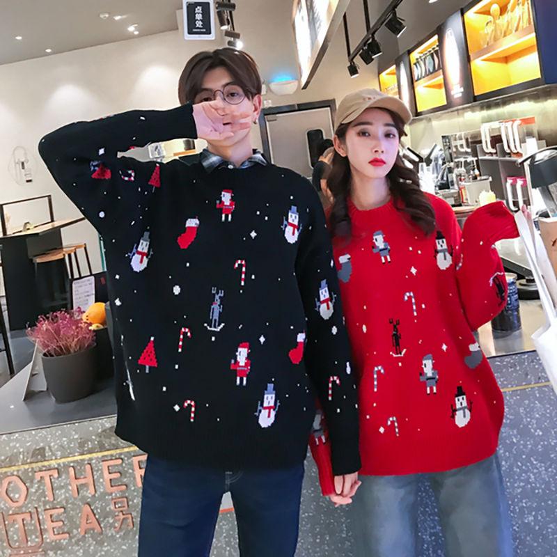 Loose Long sleeve sweater Winter Round neck sweater large size Christmas clothing sweater
