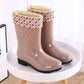 Rain Boots Ladies Mid-tube Warm Rain Boots Non-slip Water Shoes High-tube Rubber Shoes Adult Plus Cotton Boots Overshoes