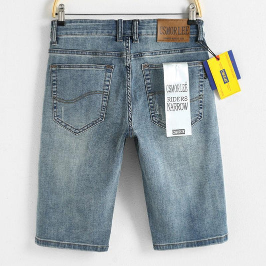 High-end Jeans Men's Straight-leg Pants Summer Retro Stretch Shorts