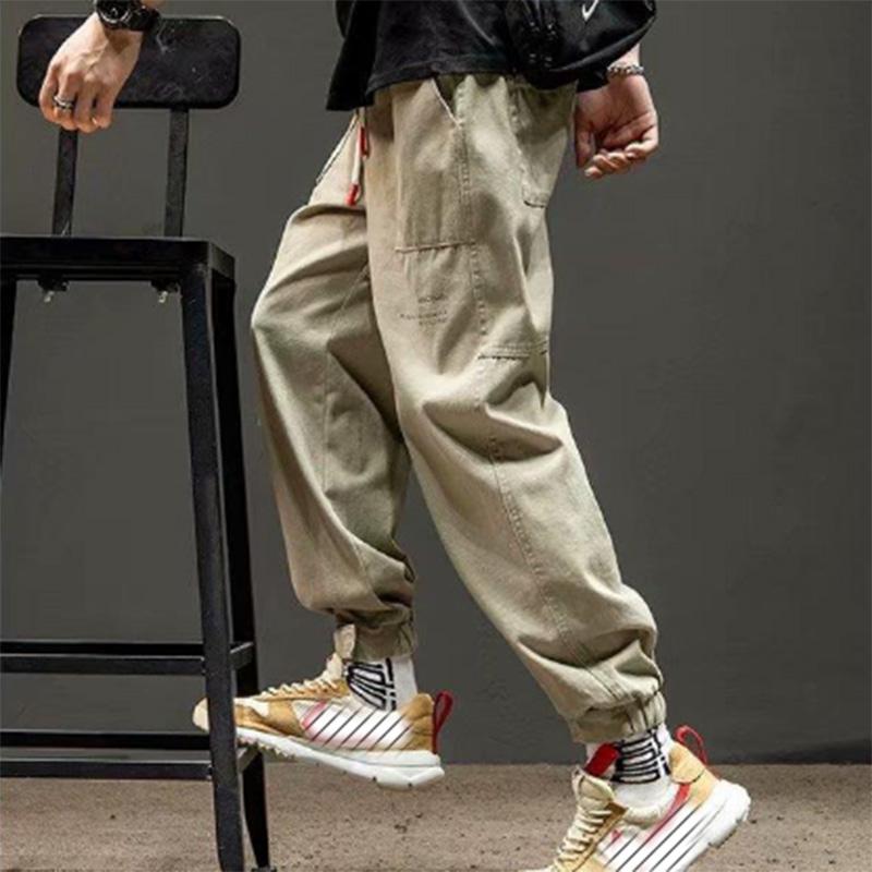 Overalls Sports Pants Men's Solid Color Trend Embroidered Logo Pocket Loose Ninth Pants Leggings Casual Pants Trend