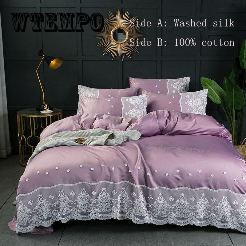 Fashion Lace Bed Skirt All Seasons Bedroom Home Bedding Setfour-piece Suit