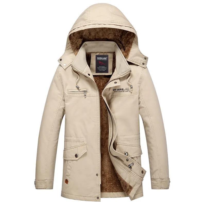 Large Size Cotton Jacket Men's Self-cultivation Plus Velvet Thick Warm Top for Young and Middle-aged Outdoor Skiing and Mountaineering Clothing