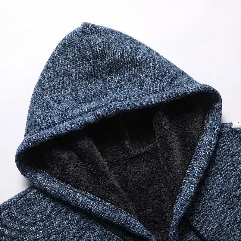 Men's Winter Coat Plus Velvet Thickening Fashion Knitted Sweater Coat Cardigan To Keep Warm