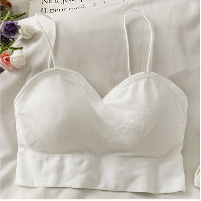 Spring and Summer Hollowed Out Sports Wrap Chest Beautiful Back and Bra Girls' Anti Light Gathering No Steel Ring Elastic No Buckle Bra