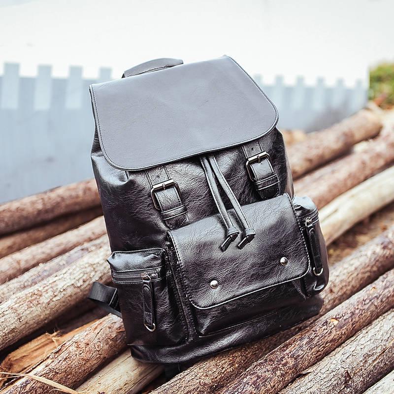 Men's Leather High Quality Backpack Travel Rucksack School Laptop Bags Male Business Shoulder Bag