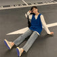 WTEMPO High-waisted Jeans Female Loose Student Was Thin Wide-leg Pants New Wild Trend Retro Straight Pants
