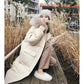 Winter Fluffy Big Fur Collar Hooded Down Jacket Women Mid-length Slim Over The Knee Thick Hooded Winter Warm Plus Fleece Jacket