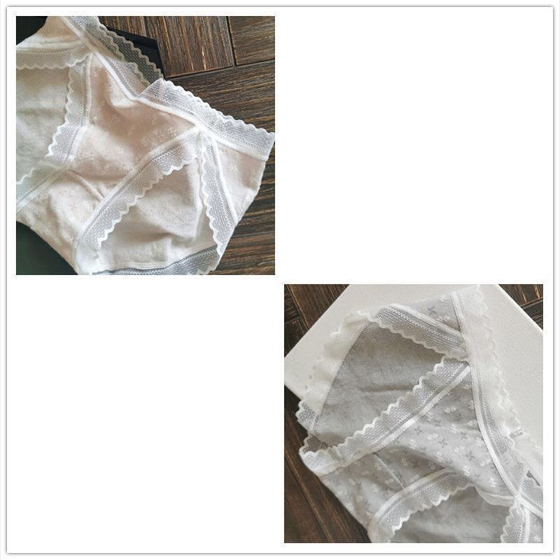Women's Panties Fresh Small Floral Lace Edge Sweet Girl Cotton Crotch Antibacterial Briefs