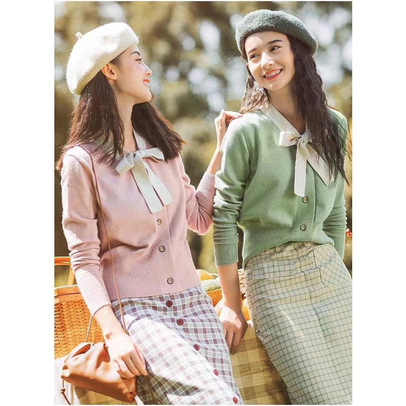 Women Slim V Neck Knitted Cardigan Cropped Sweaters Ladies Harajuku Short Cardigans Fresh Girl