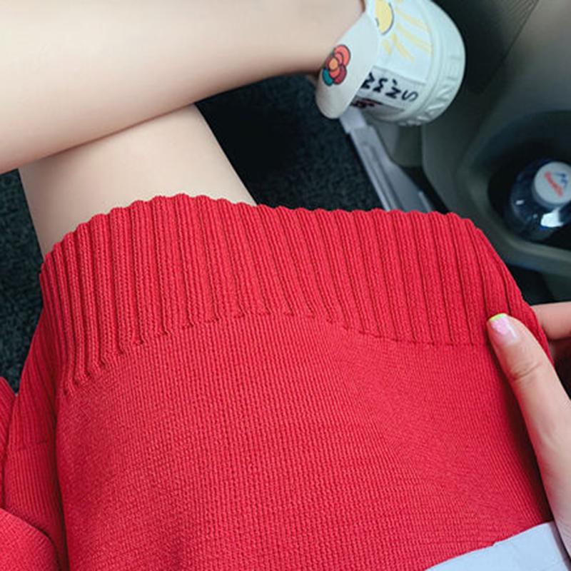 Shorts Women's Plus Size Loose Knit Elastic Waist Pants Casual Students Women Summer Wear Straight High Waist