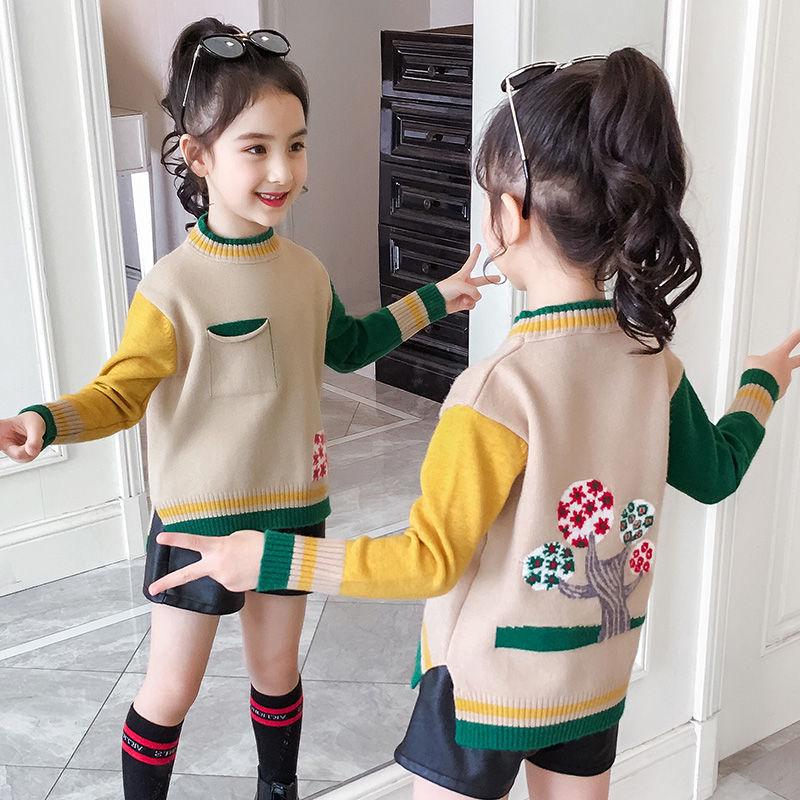 Autumn and Winter Little Girl Knitted Cardigan Long-sleeved Hooded Children's Sweater Loose Fashion Jacket