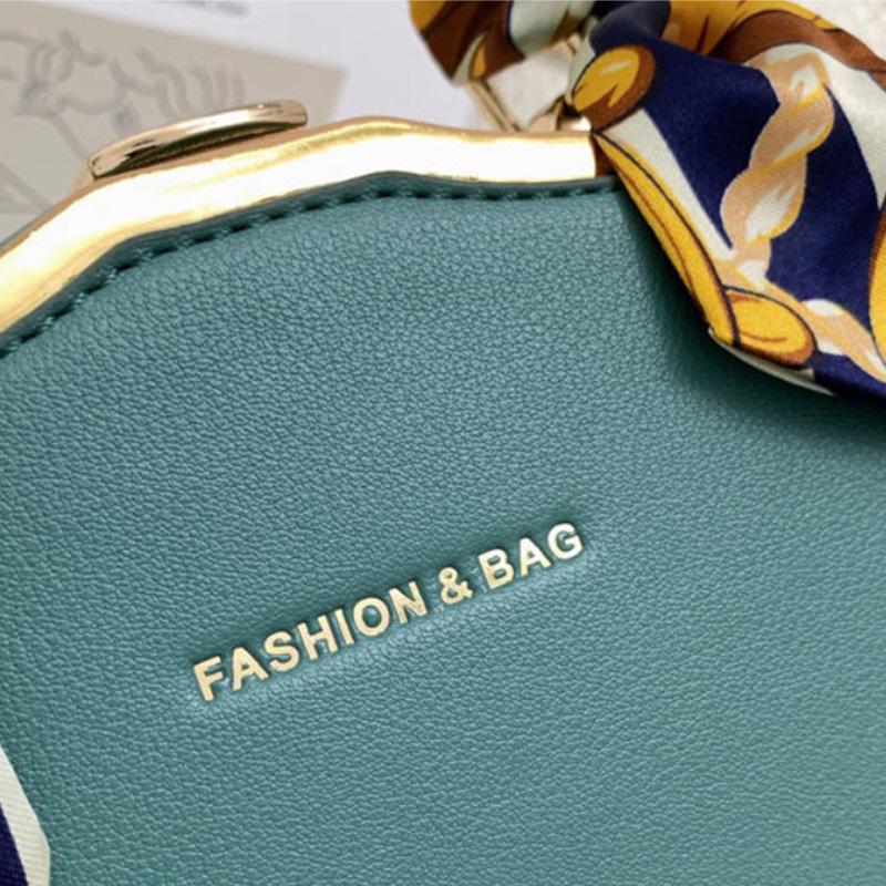 Ladies Premium Solid Color Silk Scarf Handbag Exquisite Chain One Shoulder Crossbody Box Bag