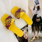 Color-blocking Woven Sandals  Slippers Women's All-match Outer Wear Summer Square-toe Flat-bottomed Slippers