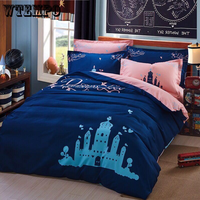 Flat Bed Sheet Set Pillowcase Bed Cover Housse Printing High Quality Bedding Set Bed Linings