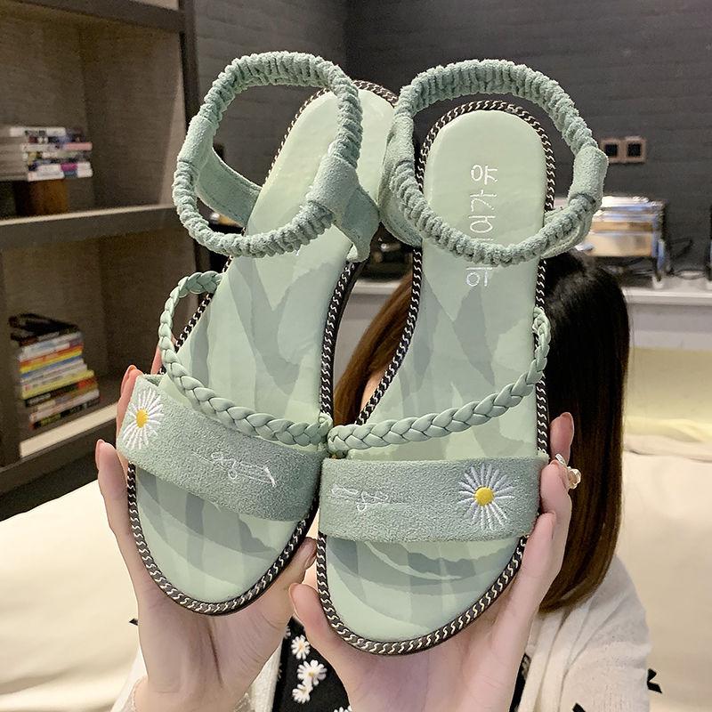 Female Summer Student Sandals Korean Style Fashion Outer Wear Non-slip Flat Shoes Small Fresh Roman Beach Shoes