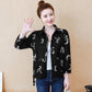 Vintage Autumn Ladies Jacket Flower Print Women Fashion Zipper Up Long Sleeve Casual Coat Slim Basic Bomber Jackets