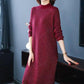 Autumn and Winter Mid-length Plus Size Base Skirt Over The Knee Half Turtleneck Sweater Skirt Middle-aged Women Sweater Dress