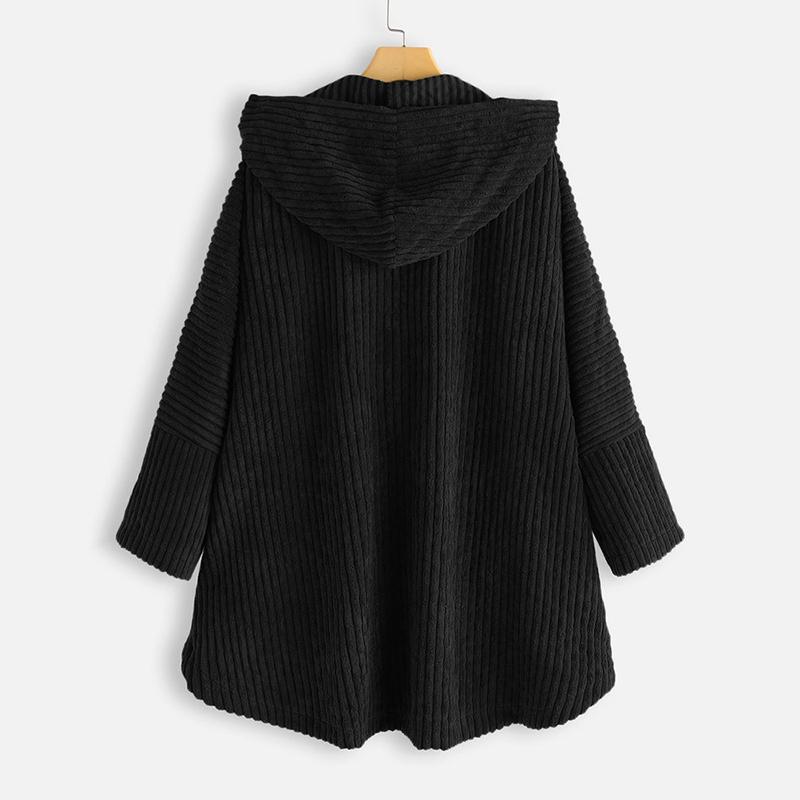 Autumn Winter Jacket for Women Corduroy Hooded Coats Solid Casual Plus Size Parkas