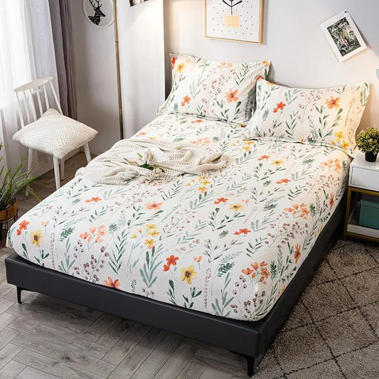 100% Cotton One-piece Bed Sheet Mattress Protector Cotton Thick Printed Bedspread