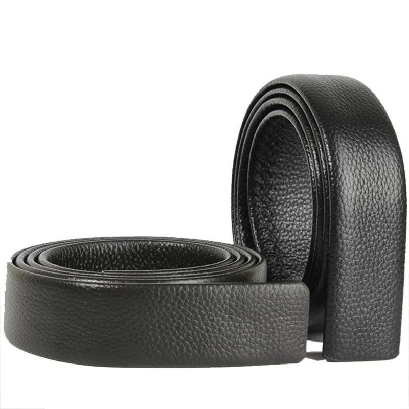 Automatic Buckle Headless Double-sided First Layer Cowhide Belt Male Mid-green Leather Business Versatile Real Cowhide Belt Without Buckle Body