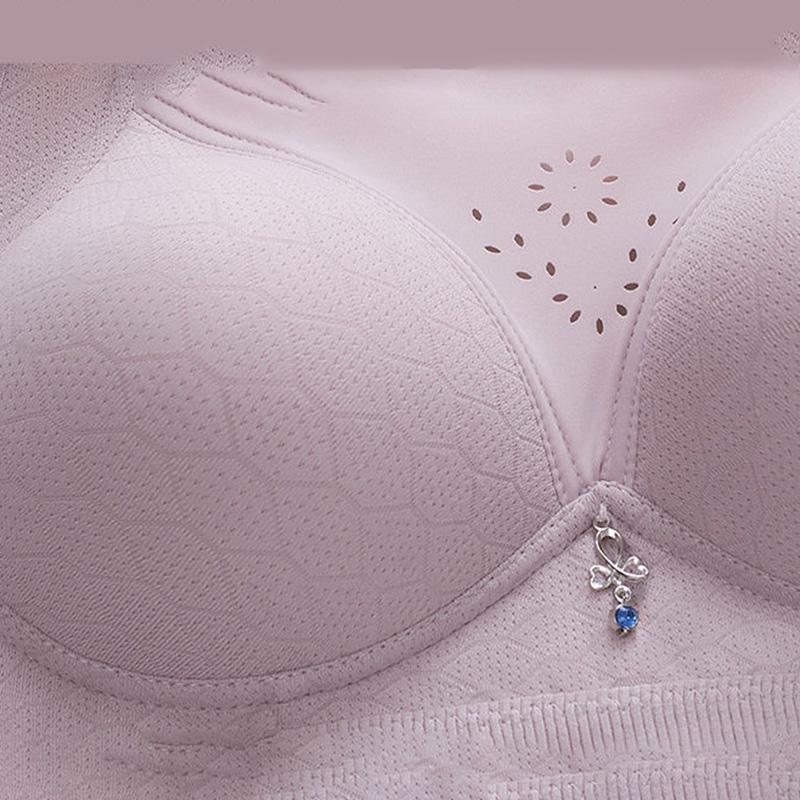Underwear Women's Thin Leopard Print Anti-sagging Side Close-up and Anti-glare Beautiful Back Bra Without Steel Ring Gathering