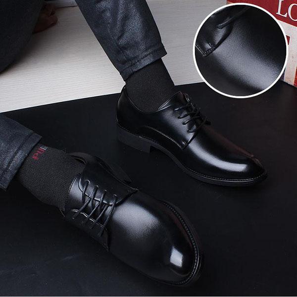 Men's Business Leather Shoes British Lacing Shoes Youth Formal Dress Simple All Match Wedding Moccasin Shoes