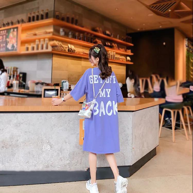 Women Dress Girl Loose O-Neck Casual Long T-shirt Dress Big Loose Home Comfort Outer Convenient