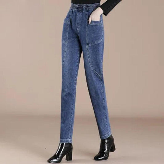 High-waisted Jeans Women's Loose Trousers Autumn and Winter Stretch Thinner Harem Pants Women