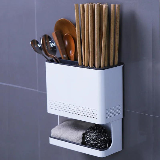 Chopsticks Rack Household Kitchen Knife Rack Spoon Storage Box Chopsticks Cage Wall-mounted Draining Chopsticks Basket