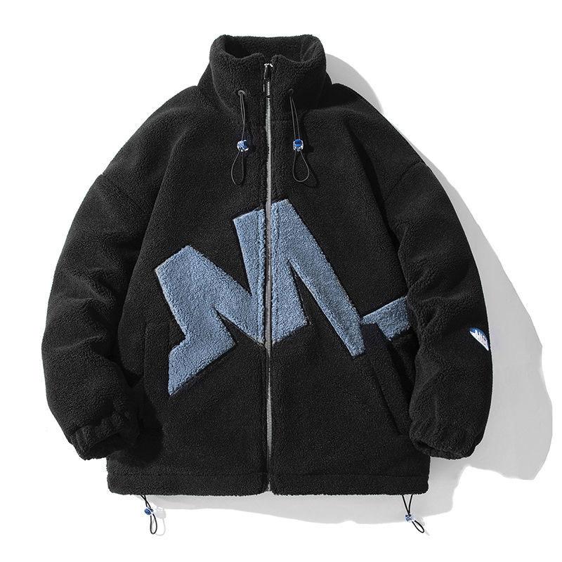 Lamb Wool Cotton Jacket Men's Korean Loose Thick Padded Jacket Lamb Wool Cotton Jacket