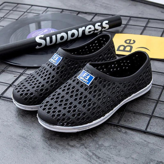 Summer Men's Beach Shoes Thick Bottom Non-slip Hollow Breathable Running Casual Shoes