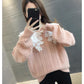 Spring and Autumn Style Outer Wear Lace Doll Collar Sweater Loose Long Sleeve Sweater Women
