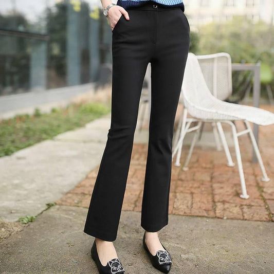 Autumn Winter Micro-horn Female Trousers Was Thin High Waist Stretch Large Size Flared Pants
