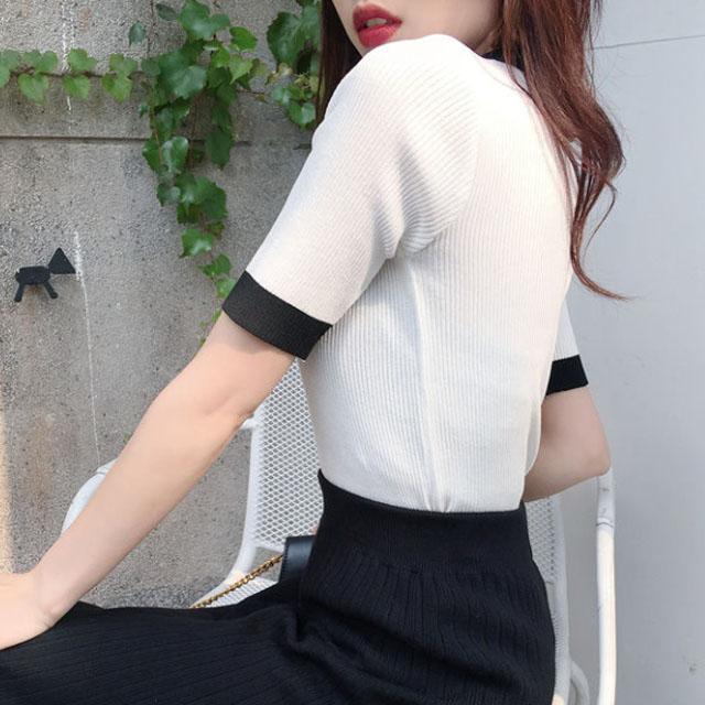 Women V-neck Knitted Pullovers Casual Comfortable Sweater Slim Shirts Temper Elegant T-shirts Spring