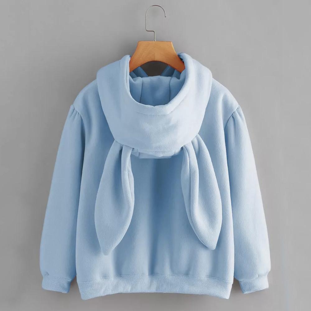 Women Girls Fashion Rabbit Hoodie Long Sleeve Sweatshirt Pullover Tops Blouses Winter SH