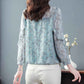 Floral High-end Chiffon Shirt Top Women's Large Size Small Shirt Fashion Temperament Long Sleeves