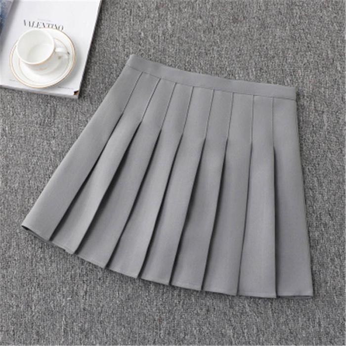 Women Large Size High Waist Was Thin Pleated Skirt Anti-light Student Sexy Solid Color A-line Skirt