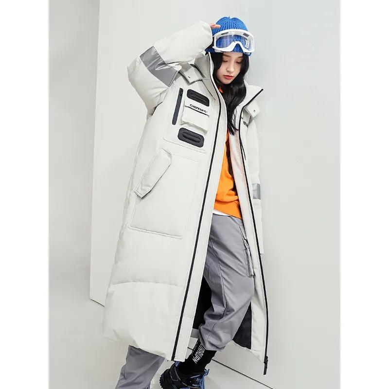 Over-the-knee Long Down Jacket Winter Men's and Women's Mid-length Tooling Thickened Korean Version Couple Decoration Body Coat Slim Coat