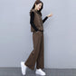 Suit Women's Temperament Is Thin Wide-leg Pants Casual Women's Three-piece Loose Wide-leg Pants + Hooded Sleeveless Waistcoat + Lining