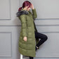 Women's Winter Hooded Cotton Coat Female Solid Color Loose Plus Size Thick Warm Long Down Jacket