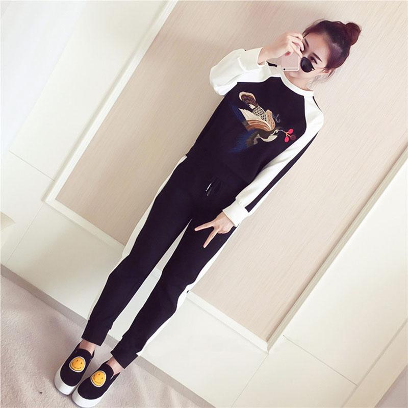 2pcs/set Women's Sports Suits Printing Pullover Sweatshirt + Elastic Waist Harem Pants 2 Piece Set Ladies Outfits Sweat Suit
