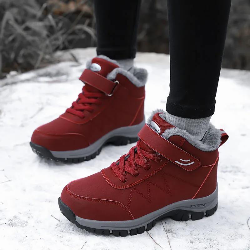 Elderly Shoes Cotton Shoes Winter Plus Velvet Waterproof Non-slip Thick Snow Boots Hiking Shoes Female