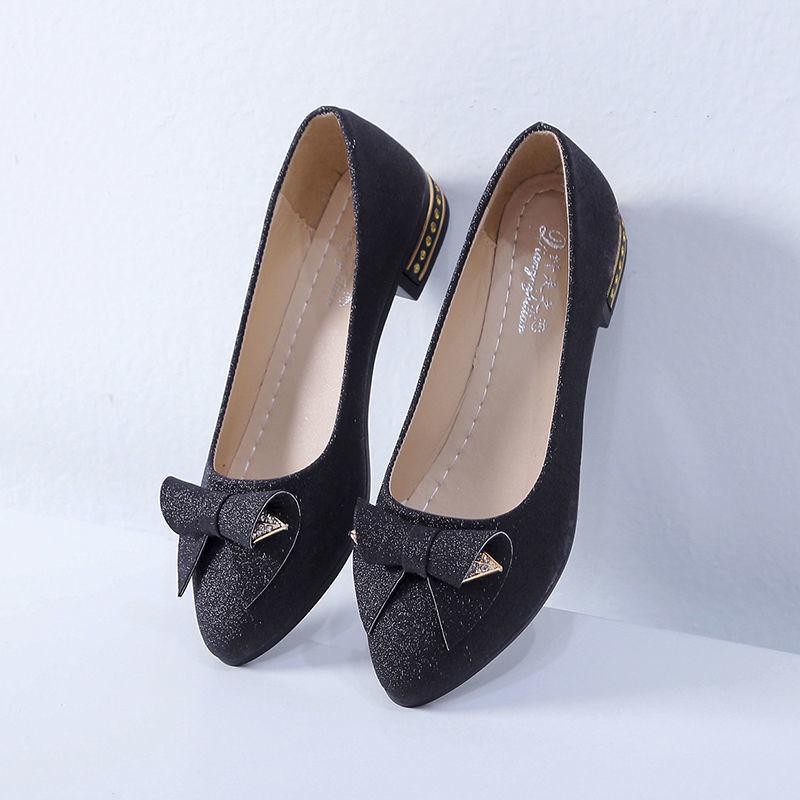 Women's Shoes Spring Single Shoes Low Thick Heel Casual Shoes Summer and Autumn All-match Work Shoes