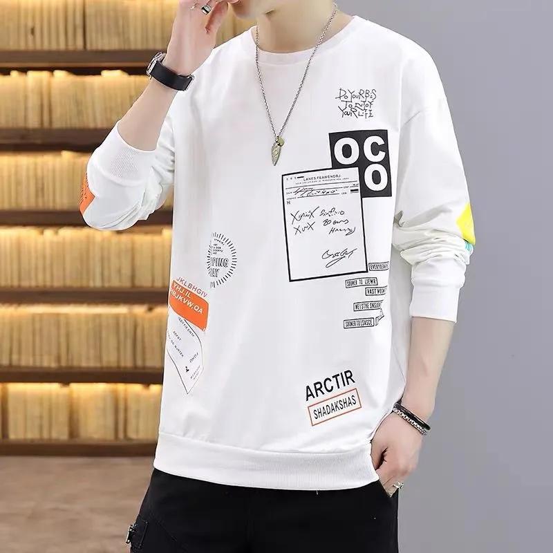 Spring and Autumn Men's Autumn Clothes Men's Sweater Loose Bottoming Shirts T-shirt Trend Students Long Sleeve T-shirt Men's Clothes