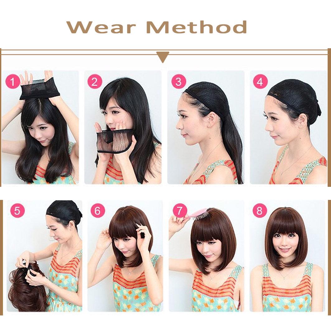 Fluffy Short Wigs for White Women Wig Synthetic Short Curly Hair Wig Ombre Brown for Daily Use