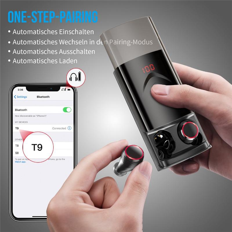 Waterproof 5.0 Earphones Bluetooth Push-pull HIFI TWS Earbuds LED Screen Headphones Wireless Headset